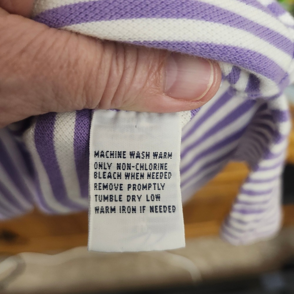 Polo Ralph Lauren Mens XL Purple White Striped Golf Cotton Polo Shirt 90's Y2K - Picture 8 of 9